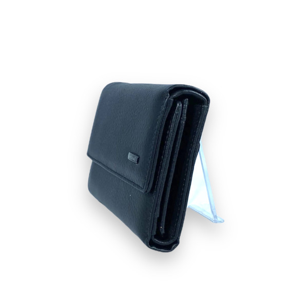 Кошелек женский, кожаный с 2 отделами для купюр, цвет черный Кошелек женский, кожаный с 2 отделами для купюр, цвет черный