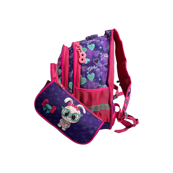 Школьный рюкзак на четыре отделения, пенал в подарок, 20 л, фиолетовый Школьный рюкзак на четыре отделения, пенал в подарок, 20 л, фиолетовый