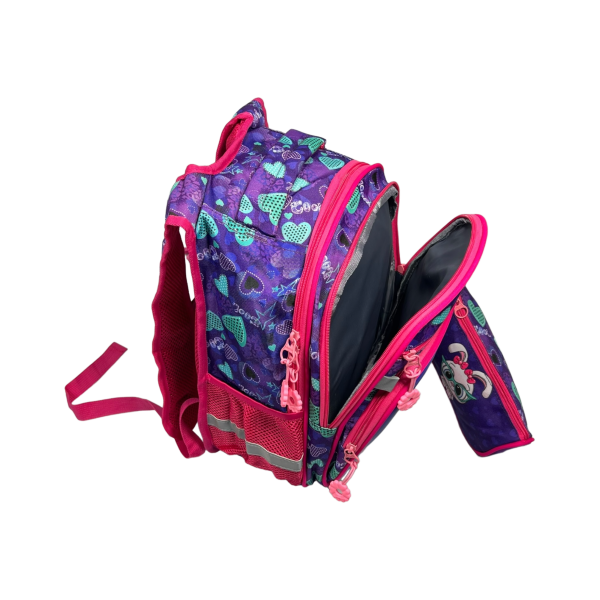 Школьный рюкзак на четыре отделения, пенал в подарок, 20 л, фиолетовый Школьный рюкзак на четыре отделения, пенал в подарок, 20 л, фиолетовый