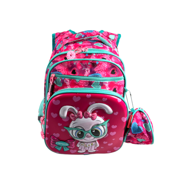 Школьный рюкзак на четыре отделения, пенал в подарок, розовый Школьный рюкзак на четыре отделения, пенал в подарок, розовый