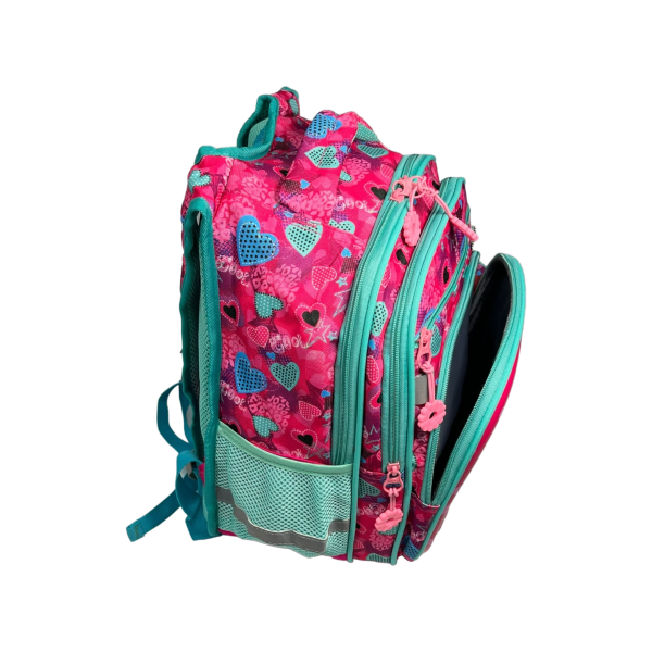 Школьный рюкзак на четыре отделения, пенал в подарок, розовый Школьный рюкзак на четыре отделения, пенал в подарок, розовый