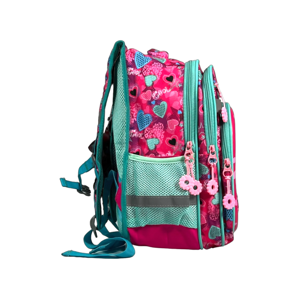 Школьный рюкзак на четыре отделения, пенал в подарок, розовый Школьный рюкзак на четыре отделения, пенал в подарок, розовый