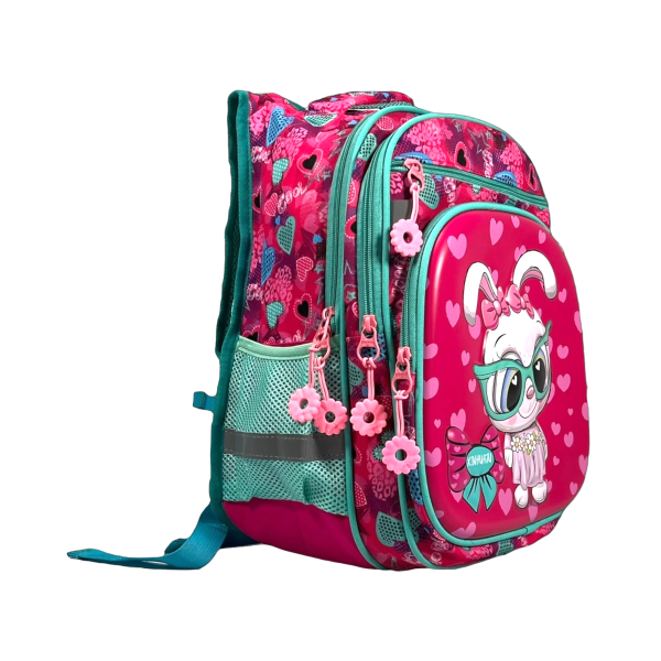 Школьный рюкзак на четыре отделения, пенал в подарок, розовый Школьный рюкзак на четыре отделения, пенал в подарок, розовый