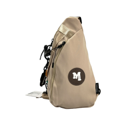  Стильна сумка-слінг на два відділення бежевого кольору 