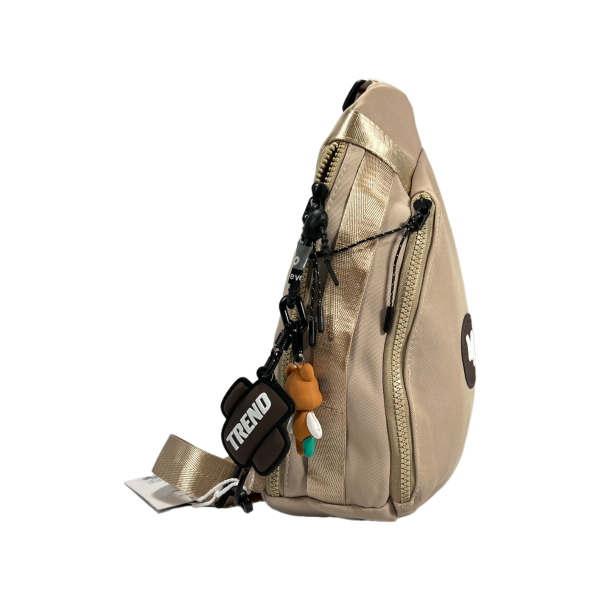 Стильная сумка-слинг на два отделения бежевого цвета Стильная сумка-слинг на два отделения бежевого цвета