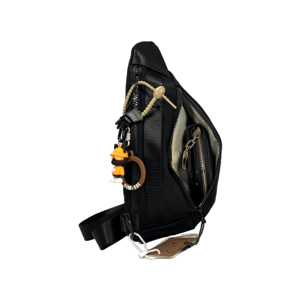 Современная сумка-слинг оснащена 2 отделами и застежкой на молнии, черная Современная сумка-слинг оснащена 2 отделами и застежкой на молнии, черная