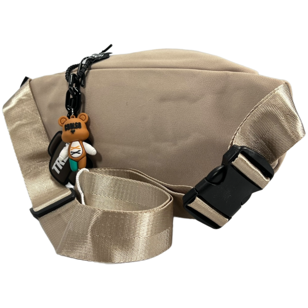 Сумка бананка бежевого цвета на два отделения Сумка бананка бежевого цвета на два отделения