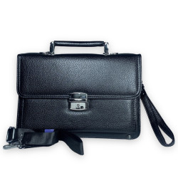 Сумка барсетка, два отделения+одно на замке, фронтальный карман, ручка, ремень, ключ, размер 29*20*12 см черный Сумка барсетка, два отделения+одно на замке, фронтальный карман, ручка, ремень, ключ, размер 29*20*12 см черный