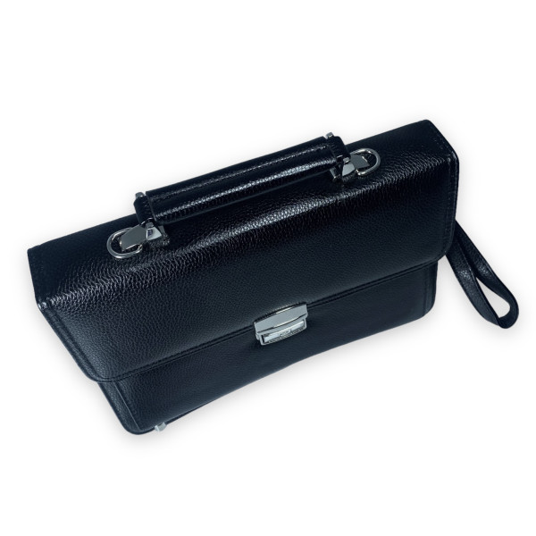 Сумка барсетка, два отделения+одно на замке, фронтальный карман, ручка, ремень, ключ, размер 29*20*12 см черный Сумка барсетка, два отделения+одно на замке, фронтальный карман, ручка, ремень, ключ, размер 29*20*12 см черный