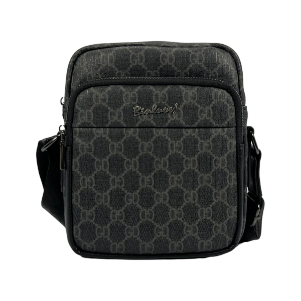 Сумка через плече середнього розміру з екошкіри сірого кольору, три відділення 