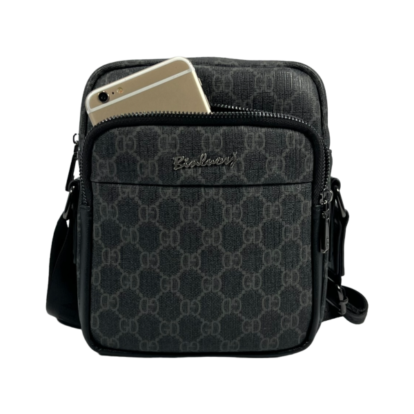 Сумка через плече середнього розміру з екошкіри сірого кольору, три відділення Сумка через плече середнього розміру з екошкіри сірого кольору, три відділення