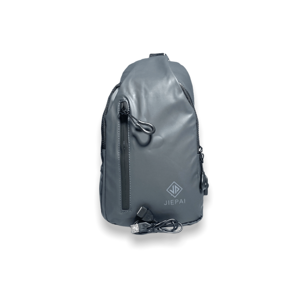 Сумка-слинг мужская, 2отделения, дополнительный карман, USB выход  9801, размер: 30*18*7 см темно-серый