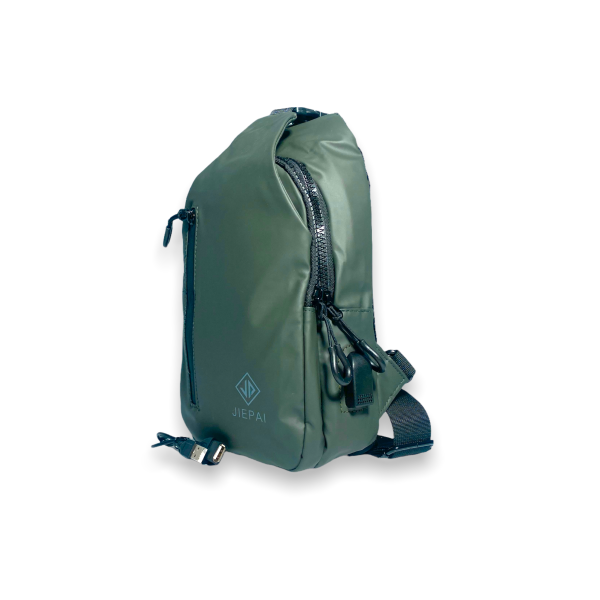 Сумка-слинг мужская, 2отделения, дополнительный карман, USB выход  9801, размер: 30*18*7 см темно-зеленый