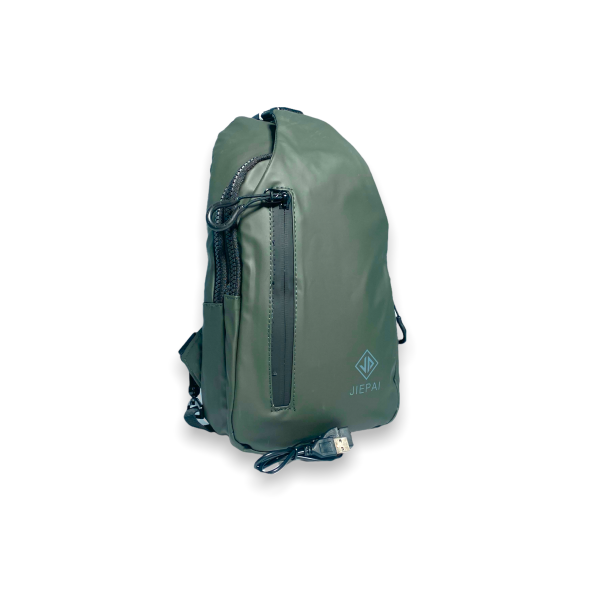 Сумка-слинг мужская, 2отделения, дополнительный карман, USB выход  9801, размер: 30*18*7 см темно-зеленый