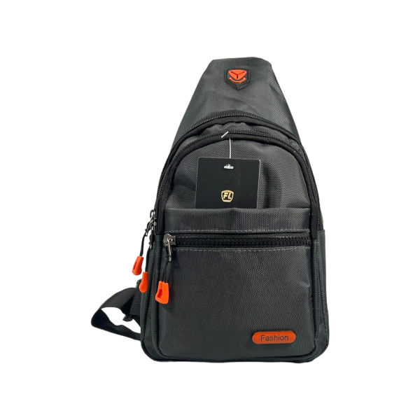 Сумка-слинг для мужчин на четыре отделения серого цвета