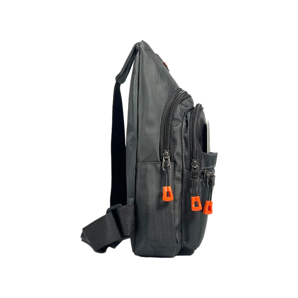 Сумка-слинг для мужчин на четыре отделения серого цвета