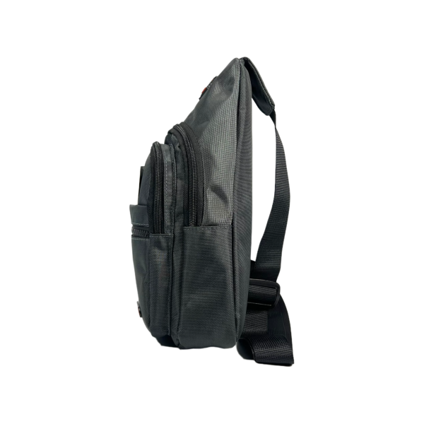 Сумка-слинг для мужчин на четыре отделения серого цвета