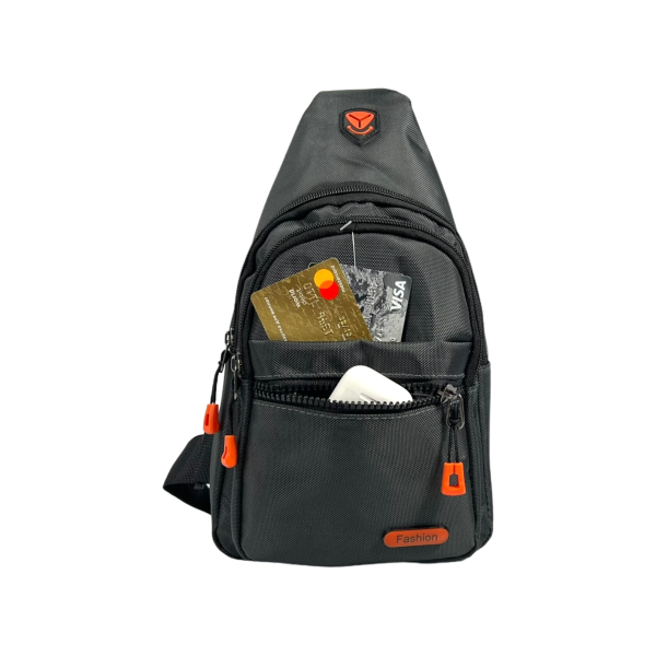 Сумка-слинг для мужчин на четыре отделения серого цвета