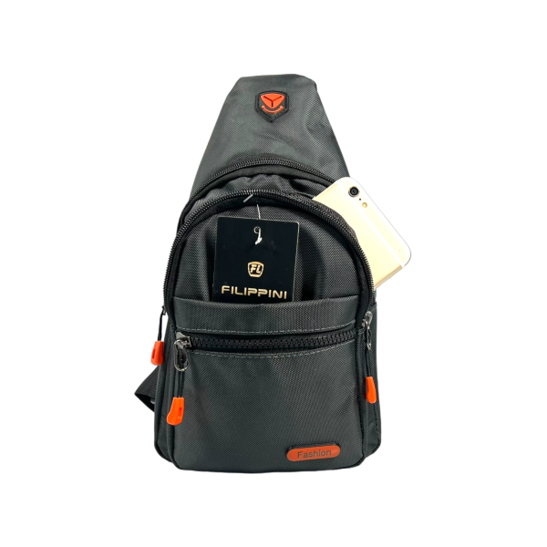 Сумка-слинг для мужчин на четыре отделения серого цвета