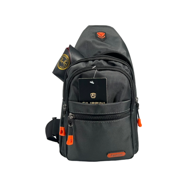 Сумка-слинг для мужчин на четыре отделения серого цвета