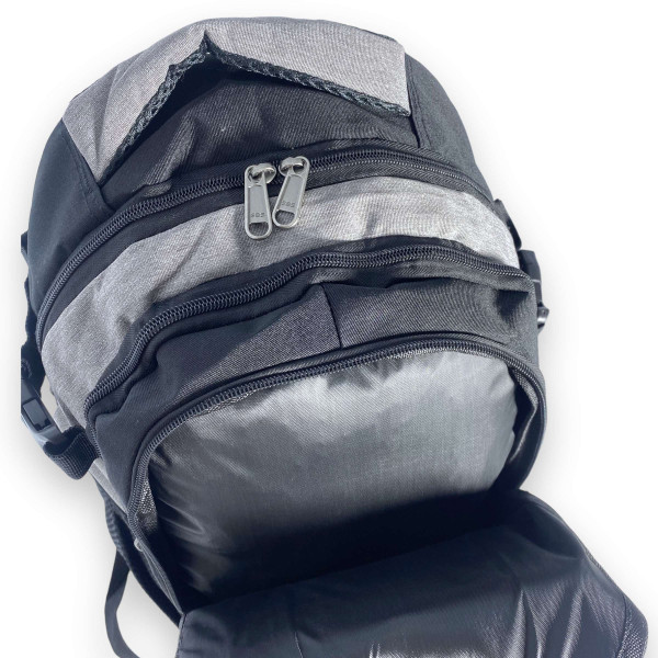 Міський рюкзак, спортивний, 26 л, три відділення, бічні кишені-сітки, бічна стяжка, чорно-сірий