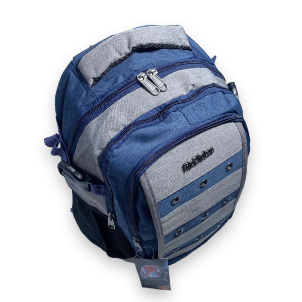 Городской рюкзак, 30 л, три отделения, боковые карманы-сетки, боковая стяжка, сине-серый Городской рюкзак, 30 л, три отделения, боковые карманы-сетки, боковая стяжка, сине-серый