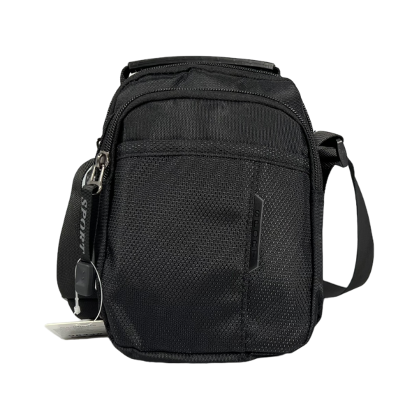 Сумка через плечо, крепкая, комфортная, четыре отделения, застежка на молнии, черная