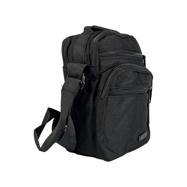 Текстильная практичная сумка через плечо на пять отделений, 2 л, черная