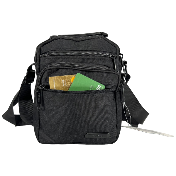 Текстильная практичная сумка через плечо на пять отделений, 2 л, черная