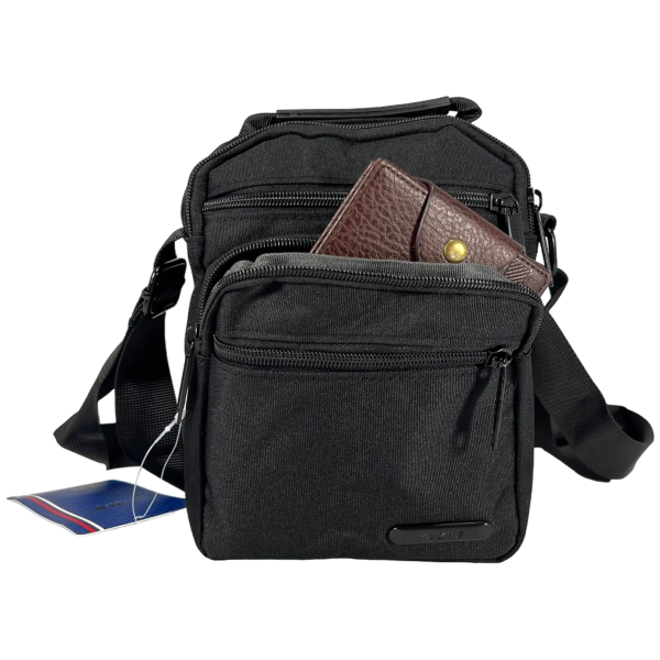 Текстильная практичная сумка через плечо на пять отделений, 2 л, черная