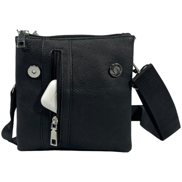 Удобная и элегантная сумка через плечо на пять отделений, 2 л, застежка на молнии и магните, черная Удобная и элегантная сумка через плечо на пять отделений, 2 л, застежка на молнии и магните, черная