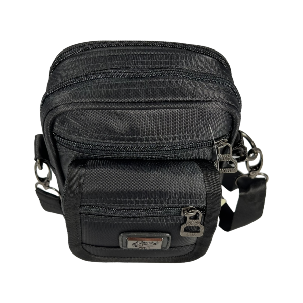 Текстильна та компактна сумка через плече на п'ять відділень, 2 л, чорна Текстильна та компактна сумка через плече на п'ять відділень, 2 л, чорна