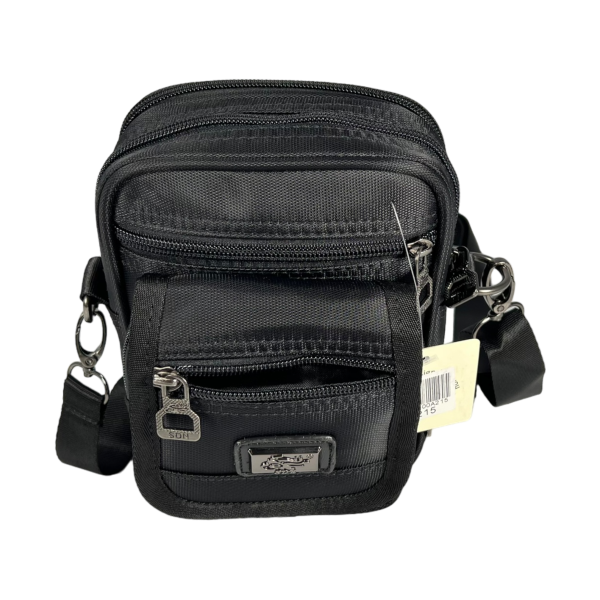 Текстильна та компактна сумка через плече на п'ять відділень, 2 л, чорна Текстильна та компактна сумка через плече на п'ять відділень, 2 л, чорна