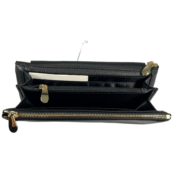 Женский кошелек элегантный кожаный, черный, с застежкой на молнии, монетница, 4 отделения для купюр Женский кошелек элегантный кожаный, черный, с застежкой на молнии, монетница, 4 отделения для купюр