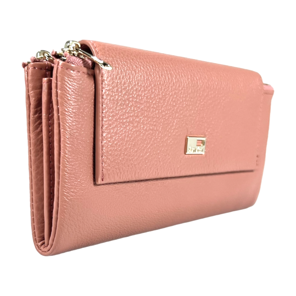 Практичный стильный кожаный кошелек в розовом цвете Практичный стильный кожаный кошелек в розовом цвете
