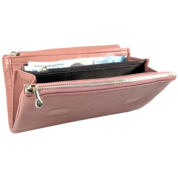 Практичный стильный кожаный кошелек в розовом цвете Практичный стильный кожаный кошелек в розовом цвете