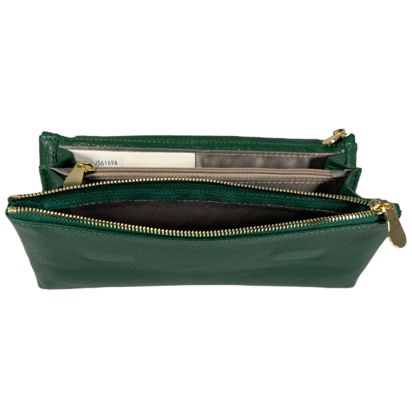 Кошелек кожаный, зеленый, с застежкой на молнии, монетница, 4 отделения для купюр Кошелек кожаный, зеленый, с застежкой на молнии, монетница, 4 отделения для купюр