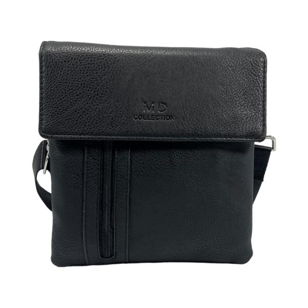 Сумка через плечо на пять отделений, 3 л, экокожа, застежка на молнии и магните, черная