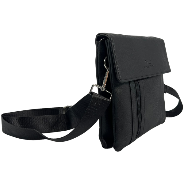 Сумка через плечо на пять отделений, 3 л, экокожа, застежка на молнии и магните, черная Сумка через плечо на пять отделений, 3 л, экокожа, застежка на молнии и магните, черная