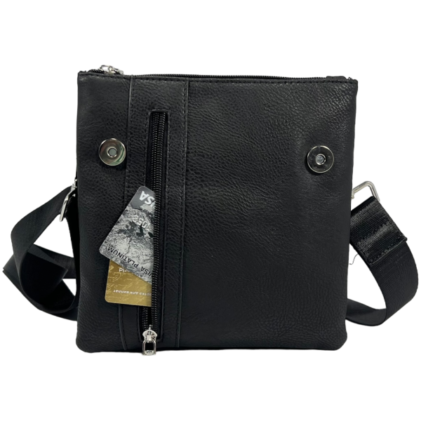 Сумка через плечо на пять отделений, 3 л, экокожа, застежка на молнии и магните, черная Сумка через плечо на пять отделений, 3 л, экокожа, застежка на молнии и магните, черная