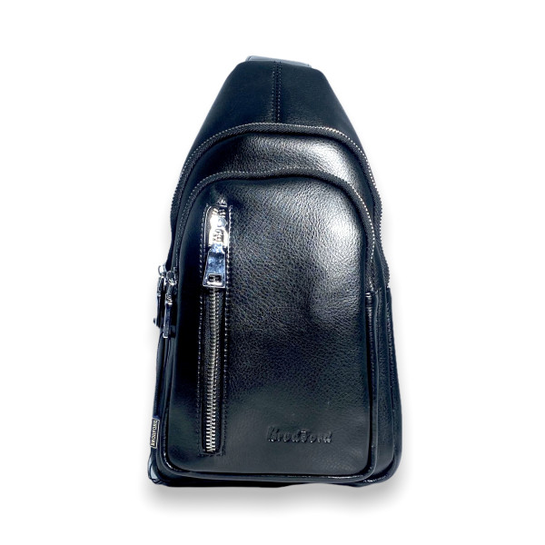 Чоловіча сумка через плече, два відділи, додаткова кишеня, чорна Чоловіча сумка через плече, два відділи, додаткова кишеня, чорна