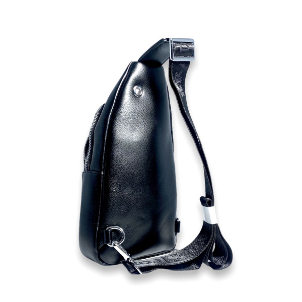 Чоловіча сумка через плече, два відділи, додаткова кишеня, чорна Чоловіча сумка через плече, два відділи, додаткова кишеня, чорна