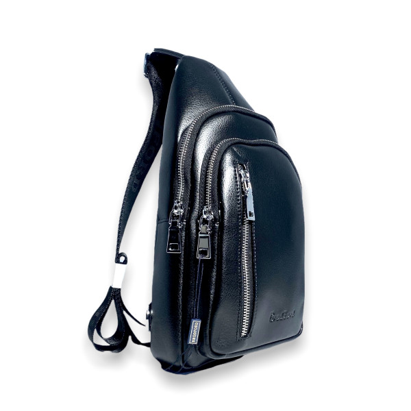 Чоловіча сумка через плече, два відділи, додаткова кишеня, чорна Чоловіча сумка через плече, два відділи, додаткова кишеня, чорна