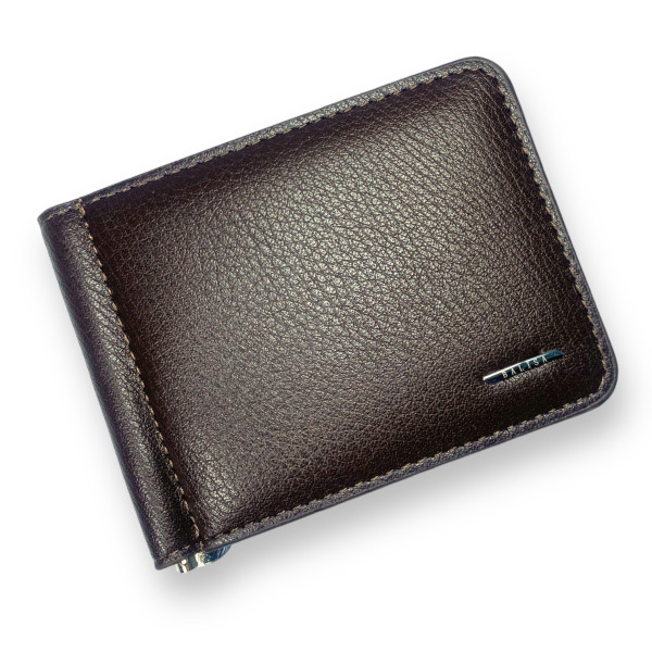 Зажим для купюр, экокожа, одно отделение, коричневый Зажим для купюр, экокожа, одно отделение, коричневый