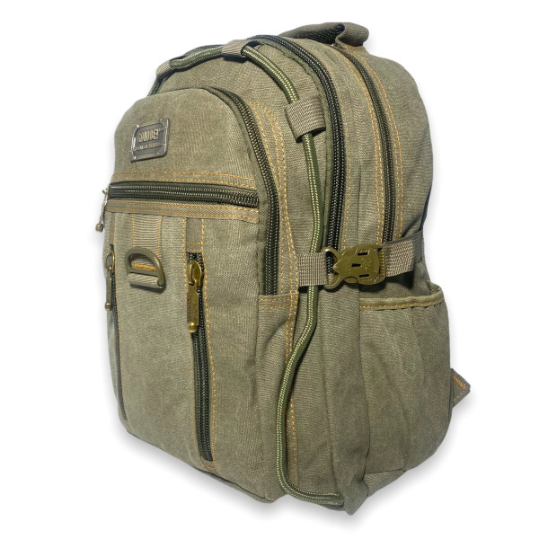 Брезентовий рюкзак, 20 л, хакі, 3 відділення, бічні кишені