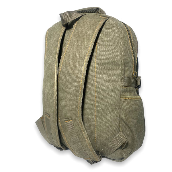 Брезентовий рюкзак, 20 л, хакі, 3 відділення, бічні кишені