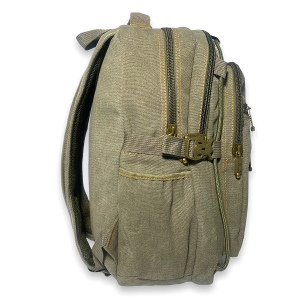 Брезентовий рюкзак, 20 л, хакі, 3 відділення, бічні кишені