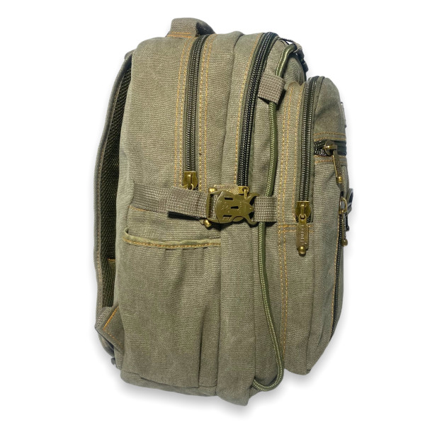 Брезентовий рюкзак, 20 л, хакі, 3 відділення, бічні кишені
