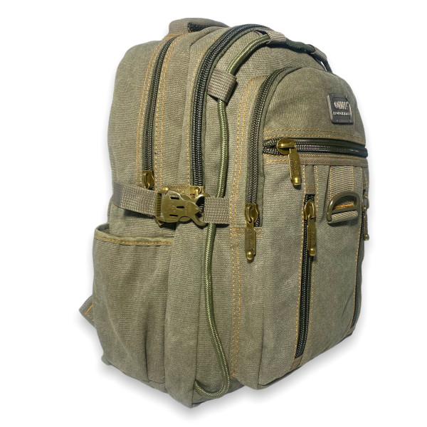 Брезентовий рюкзак, 20 л, хакі, 3 відділення, бічні кишені