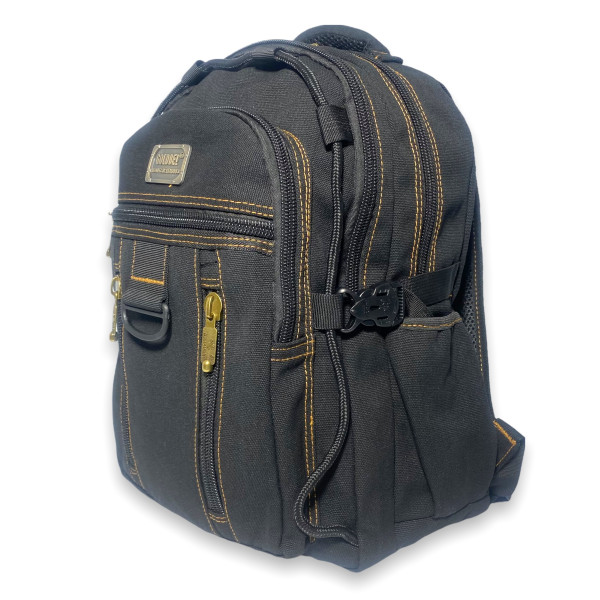 Брезентовий рюкзак, 20 л, чорний, три відділення, бічні кишені